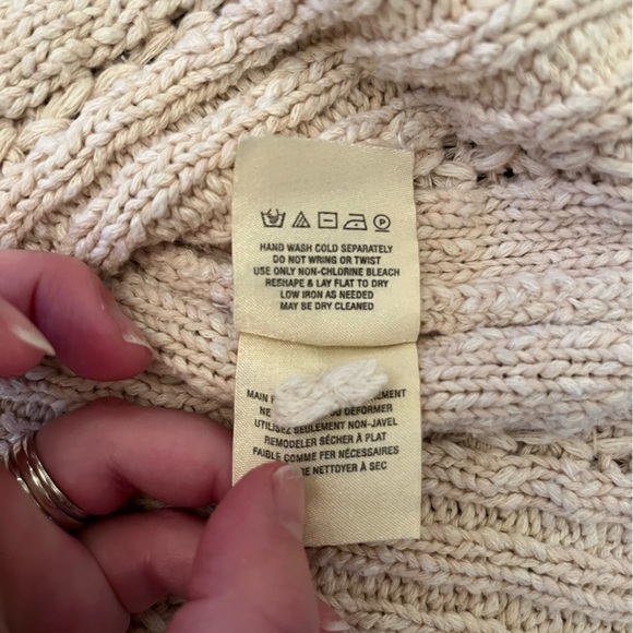 Anthropologie Cream Cotton Crochet Knit Open Front Cardigan - Picture 7 of 9